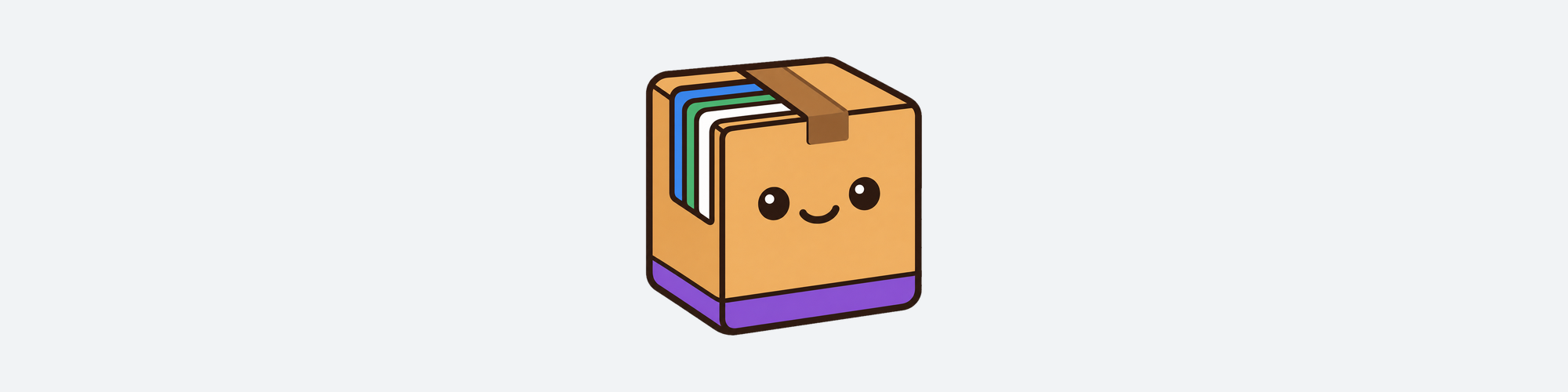 The ContextPack project logo: a friendly kraft-cardboard parcel holding neatly stacked sheets, drawn in the same flat style as the repository mascot.